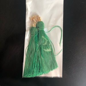 Green tassel earrings
